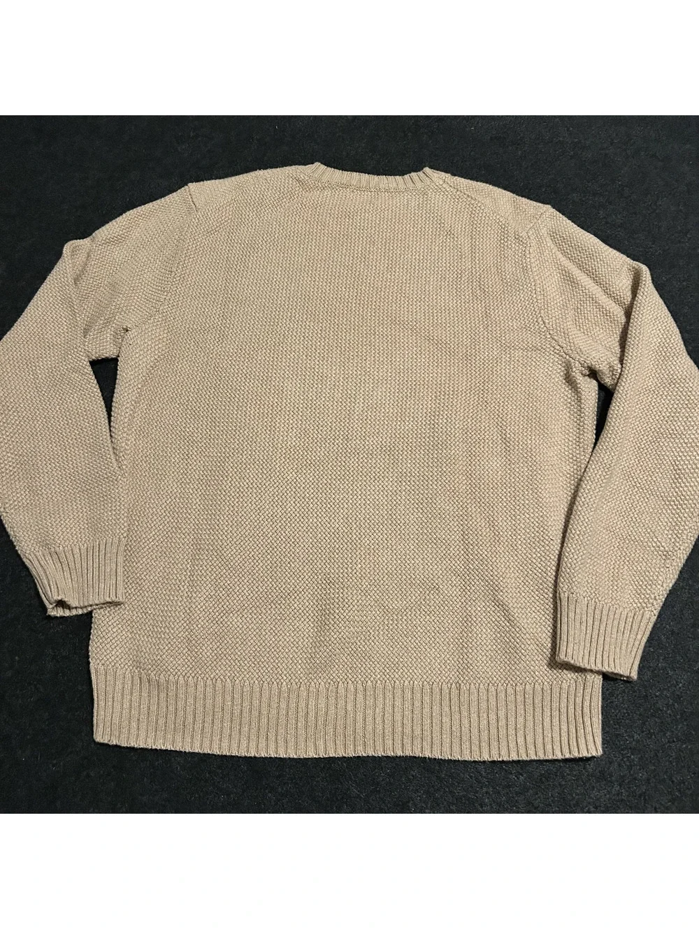 J.Crew Pullover Crewneck Sweater Mens Tan Beige Chunky Waffle Knit Size Large